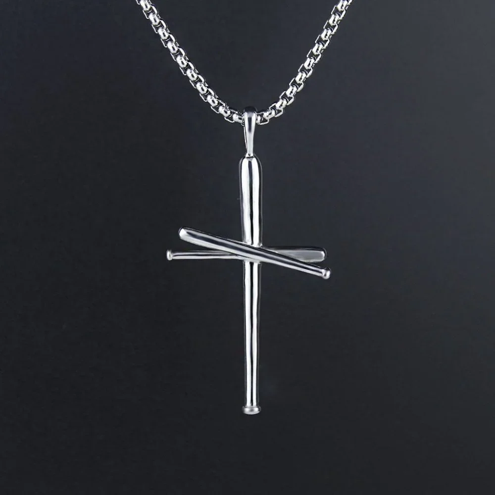 ❤️Punk rivet nail cross couple pendant necklace for women/men, N90201P218